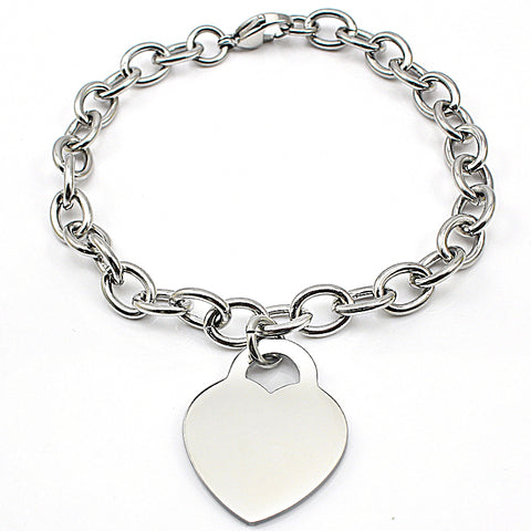 Mia Stainless Steel Heart Pendant Charm Bracelet